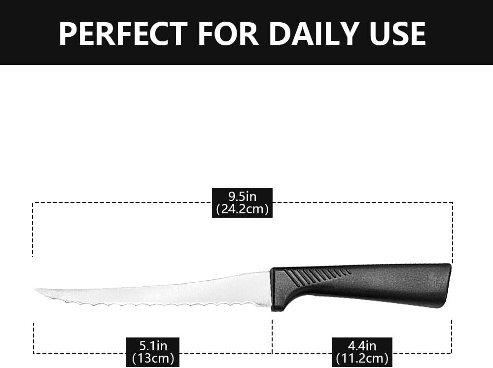 2Pack 5" Serrated Tomato Knife with Non-slip Handle - German Steel Blade Tomato Slicer| Ultra-Sharp Stainless Steel Kitchen Knives for Slicing Tomatoes, Onions & Soft Fruits | Dishwasher Safe