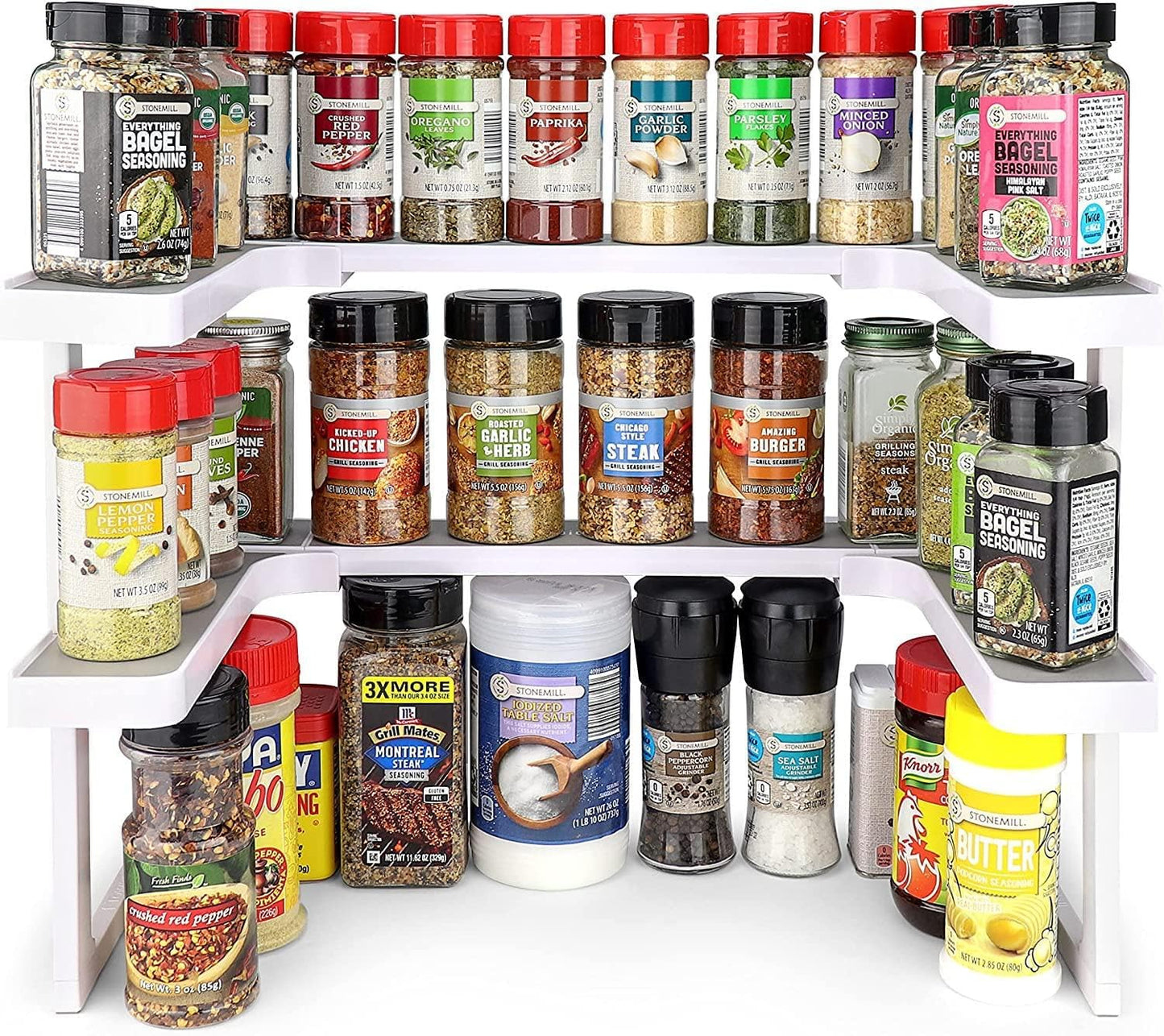 Deluxe - Expandable Spice Rack and Stackable Cabinet & Pantry Organizer (1 Set of 2 Shelves) - As seen on TV Deluxe ( Organizer) - Pantry Organization - Pantry Spice Organizer