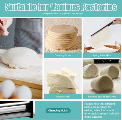 Electric Dumpling Wrappers Maker, 140W 110V Commmercial Automatic Dumpling Wrappers Maker Restuarant Dumpling Skin Processing Machine Round Mold Wonton Processing Equipment for Breakfast Street Shops
