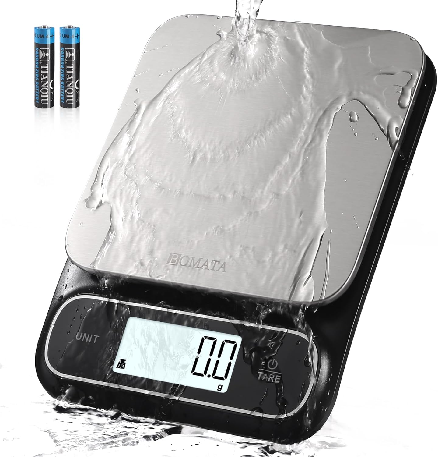 Waterproof IPX6 Kitchen Scale, 0.1 g/0.01 oz High Precision, 5 kg/11 lbs, Digital Scale with Backlight, Stainless Steel Weighing Platform, for Food, Cooking, Baking, Weight Loss.. B619, Grey