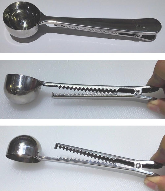 4 Pack Coffee Scoop Clip,6 3/4 inch Long Handle Coffee Measuring Spoon,15 ml Stainless Steel Scoop with Bag Clip for Coffee,Tea,Sugar,Flour,Protein Powder, Instant Drinks and More (4, Multicolor)