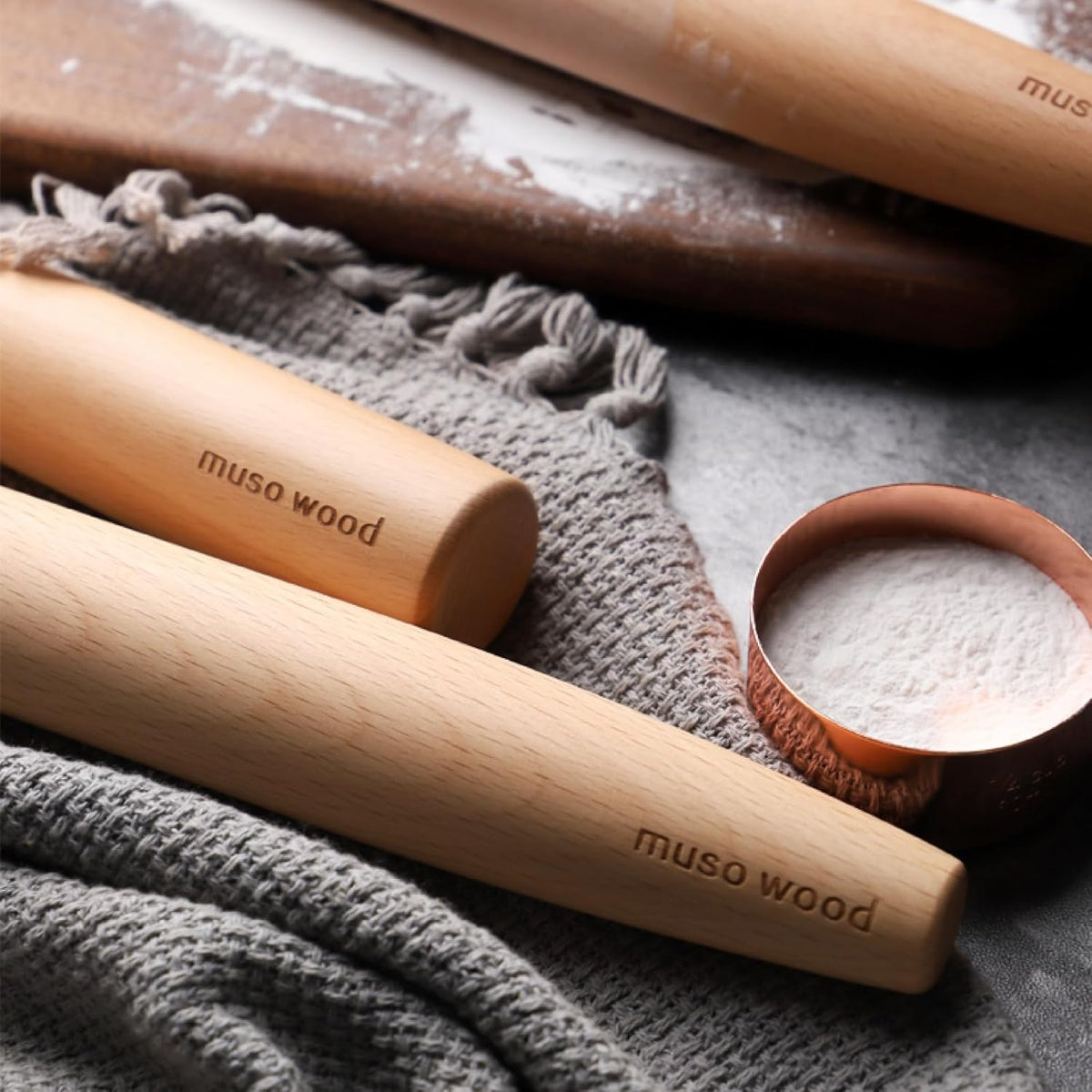 Wooden Rolling Pin for Baking, Beech Wood Tapered Rolling Pin