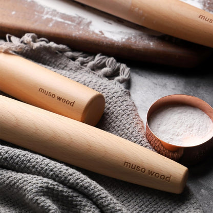 Wooden Rolling Pin for Baking, Beech Wood Tapered Rolling Pin