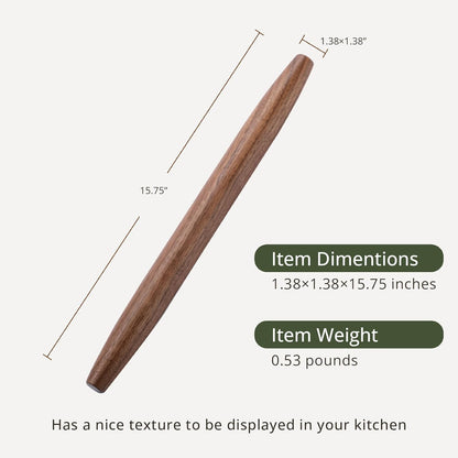 Wooden Rolling Pin for Baking, Beech Wood Tapered Rolling Pin