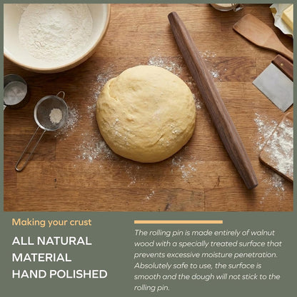 Wooden Rolling Pin for Baking, Beech Wood Tapered Rolling Pin