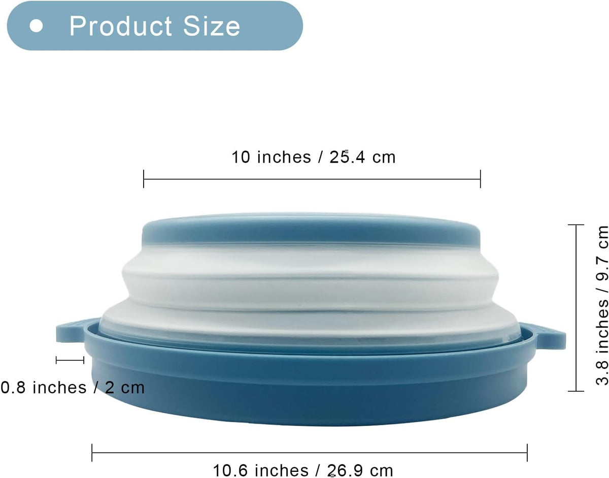 Microwave Food Cover With Handle - Collapsible And Vented Silicone Splash Guard With Tray - For Microwave Food Heating-Splash Guard Can Be Used As a Draining Basket For Washing Vegetables (Gray)