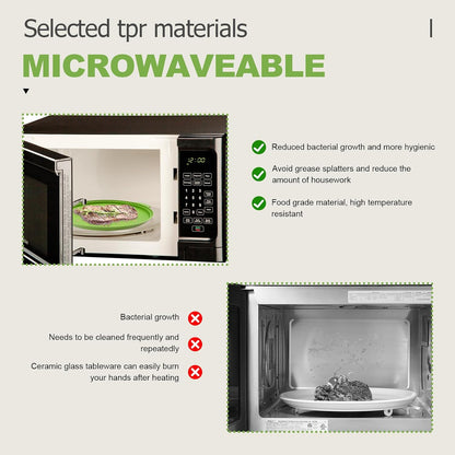 Microwave Food Cover With Handle - Collapsible And Vented Silicone Splash Guard With Tray - For Microwave Food Heating-Splash Guard Can Be Used As a Draining Basket For Washing Vegetables (Gray)