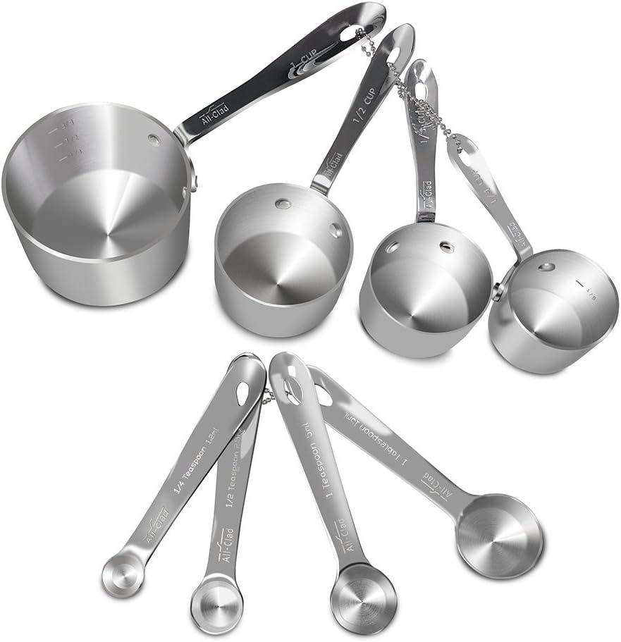 Stainless-Steel 8 pc. Standard-Size Measuring Cup & Spoon Combo Set