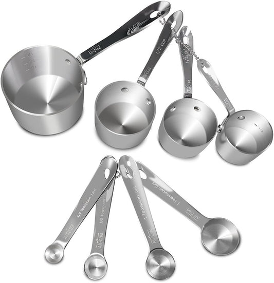 Stainless-Steel 8 pc. Standard-Size Measuring Cup & Spoon Combo Set
