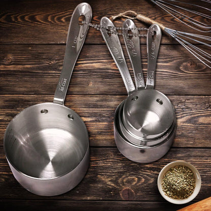 Stainless-Steel 8 pc. Standard-Size Measuring Cup & Spoon Combo Set