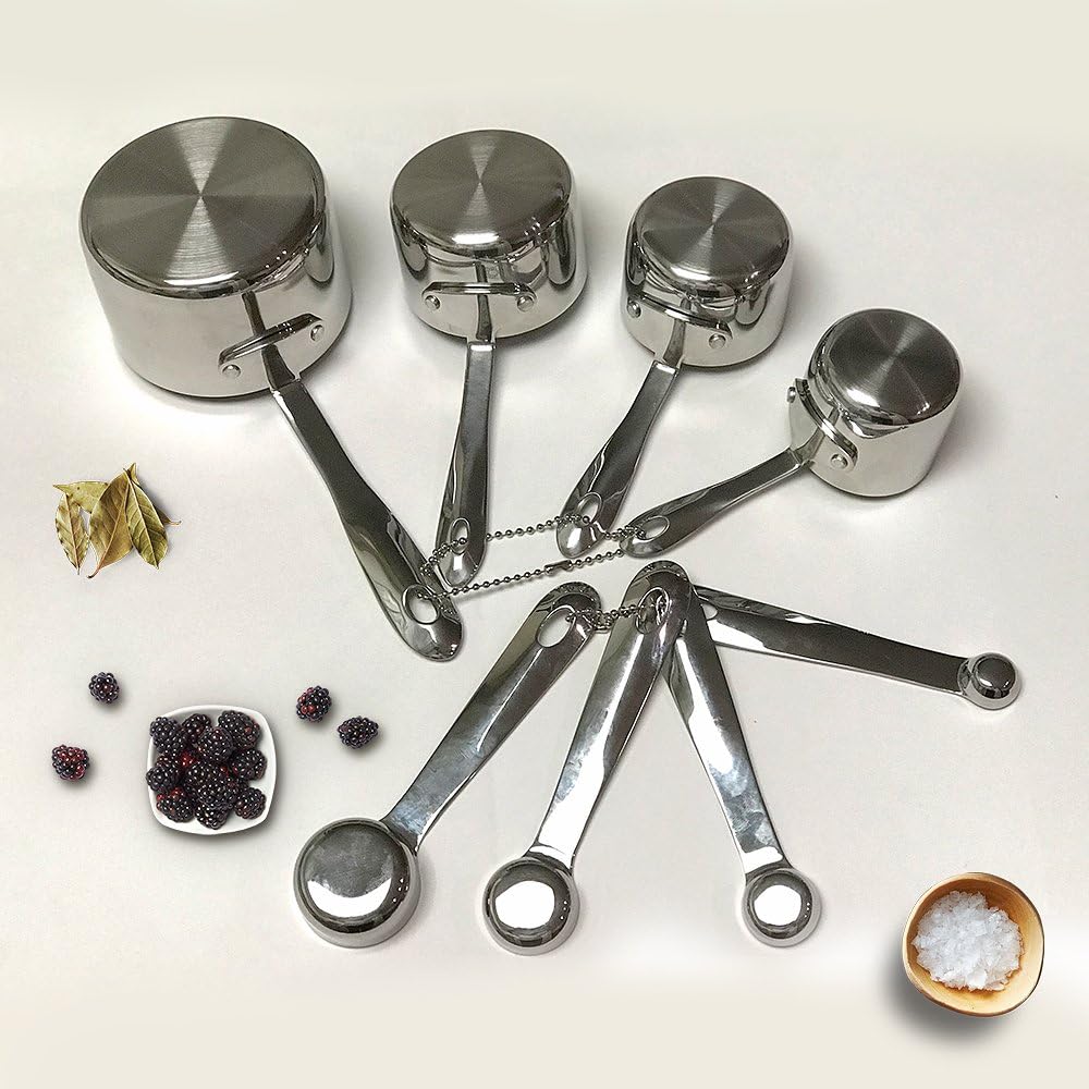 Stainless-Steel 8 pc. Standard-Size Measuring Cup & Spoon Combo Set