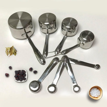 Stainless-Steel 8 pc. Standard-Size Measuring Cup & Spoon Combo Set