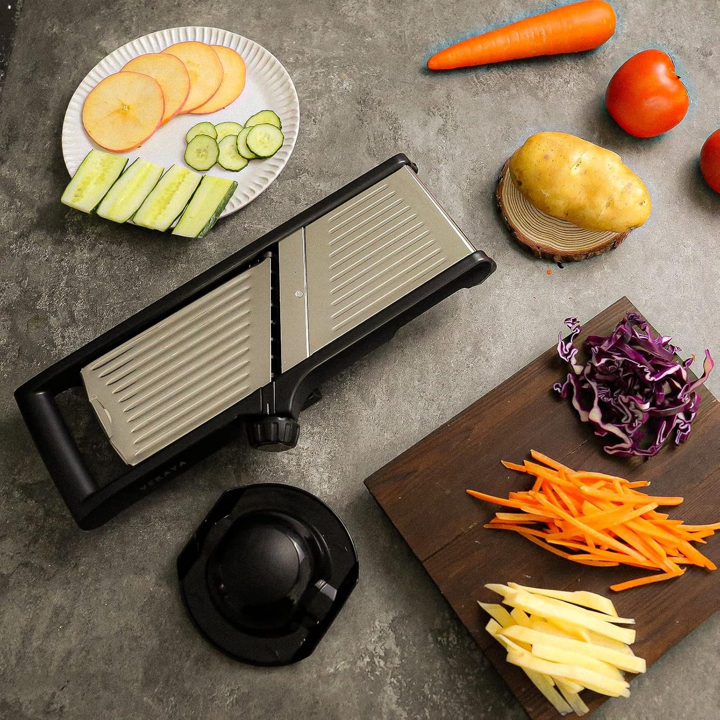 Mandoline Slicer for Kicthen,Adjustable Vegetable Slicer,Food Chopper,Potato Slicer,Mandolin,Tomato Slicer,Veggie Cutter,Stainless Steel Professional with Safety Gloves