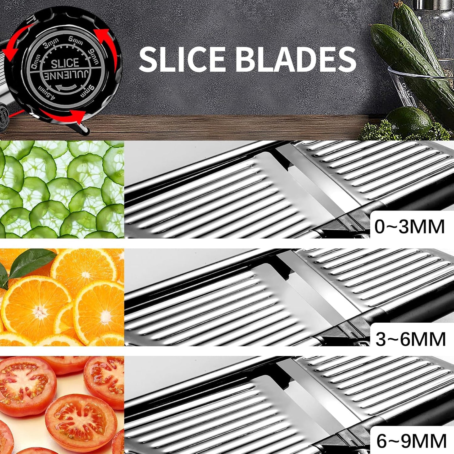 Mandoline Slicer for Kicthen,Adjustable Vegetable Slicer,Food Chopper,Potato Slicer,Mandolin,Tomato Slicer,Veggie Cutter,Stainless Steel Professional with Safety Gloves