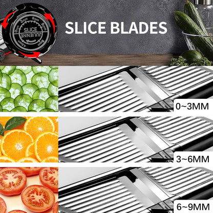 Mandoline Slicer for Kicthen,Adjustable Vegetable Slicer,Food Chopper,Potato Slicer,Mandolin,Tomato Slicer,Veggie Cutter,Stainless Steel Professional with Safety Gloves
