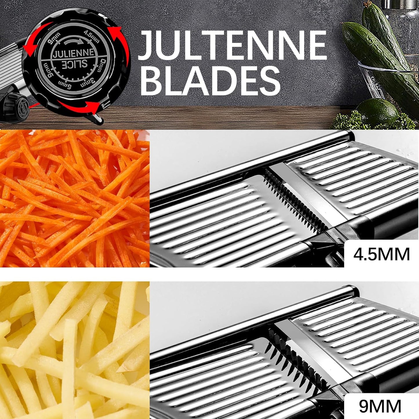 Mandoline Slicer for Kicthen,Adjustable Vegetable Slicer,Food Chopper,Potato Slicer,Mandolin,Tomato Slicer,Veggie Cutter,Stainless Steel Professional with Safety Gloves