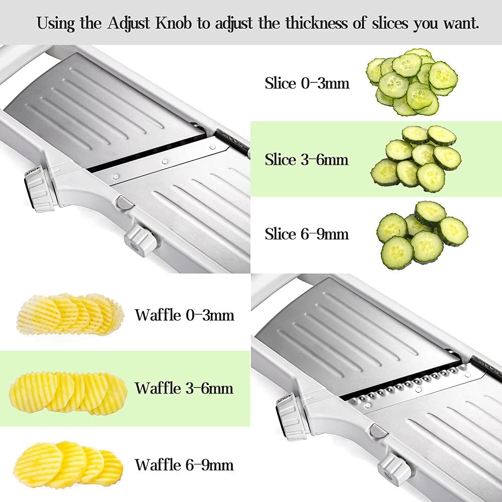 Mandoline Slicer for Kicthen,Adjustable Vegetable Slicer,Food Chopper,Potato Slicer,Mandolin,Tomato Slicer,Veggie Cutter,Stainless Steel Professional with Safety Gloves