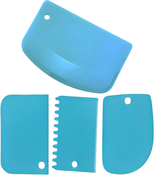 Cake Scraper and Smoother Set, Flexible Dough Spatula for Baking, 4 Pack