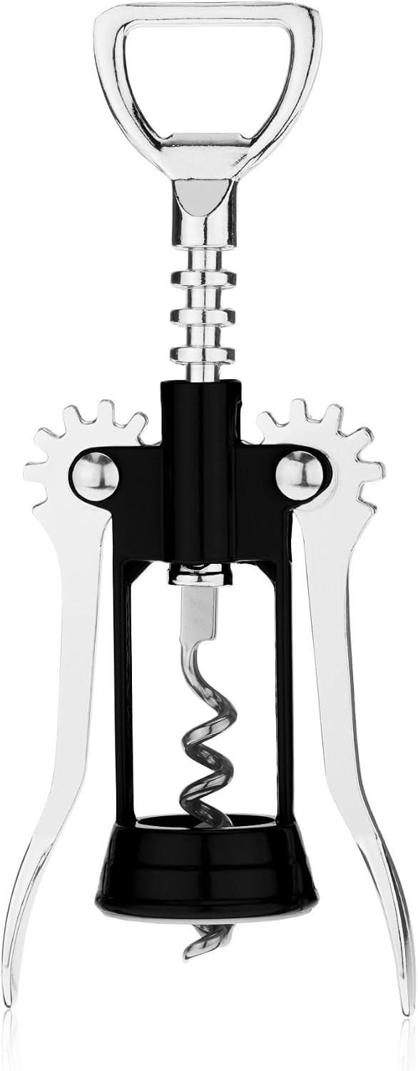 Soar Winged Corkscrew Wine Opener, Multi-Purpose Bottle Opener for Beer and Soda, Stainless Steel with Chrome Finish, Easy to Remove Cork for Bartenders, Home Bar, Kitchen, Set of 1, Blue