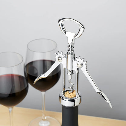 Soar Winged Corkscrew Wine Opener, Multi-Purpose Bottle Opener for Beer and Soda, Stainless Steel with Chrome Finish, Easy to Remove Cork for Bartenders, Home Bar, Kitchen, Set of 1, Blue