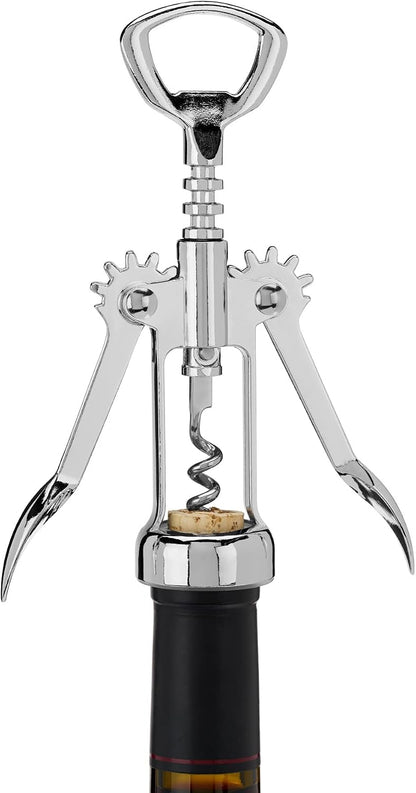 Soar Winged Corkscrew Wine Opener, Multi-Purpose Bottle Opener for Beer and Soda, Stainless Steel with Chrome Finish, Easy to Remove Cork for Bartenders, Home Bar, Kitchen, Set of 1, Blue