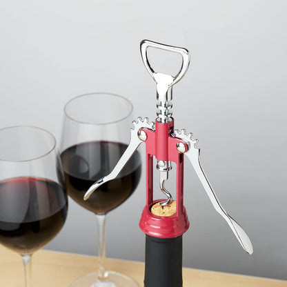 Soar Winged Corkscrew Wine Opener, Multi-Purpose Bottle Opener for Beer and Soda, Stainless Steel with Chrome Finish, Easy to Remove Cork for Bartenders, Home Bar, Kitchen, Set of 1, Blue