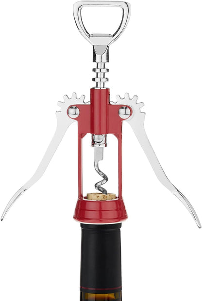 Soar Winged Corkscrew Wine Opener, Multi-Purpose Bottle Opener for Beer and Soda, Stainless Steel with Chrome Finish, Easy to Remove Cork for Bartenders, Home Bar, Kitchen, Set of 1, Blue