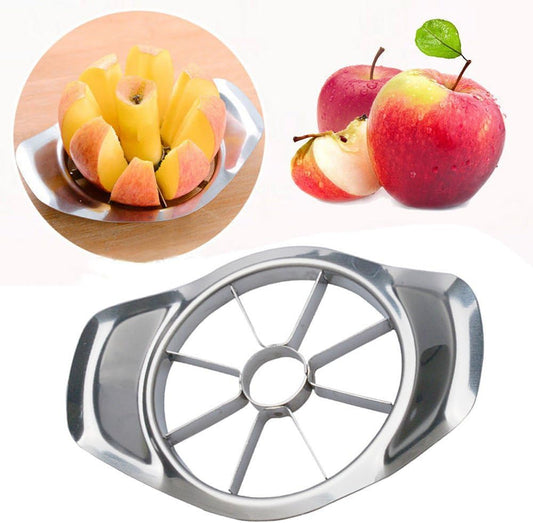 2PCS Apple Slicer, Extra Large Apple Corer Professional Fruit Cutter Stainless Steel Corer Super Sharp Fruit Slicer Divider - Apples Tool with 8 Sharp Blades, Easy to Use, Time-Saving (Sliver)