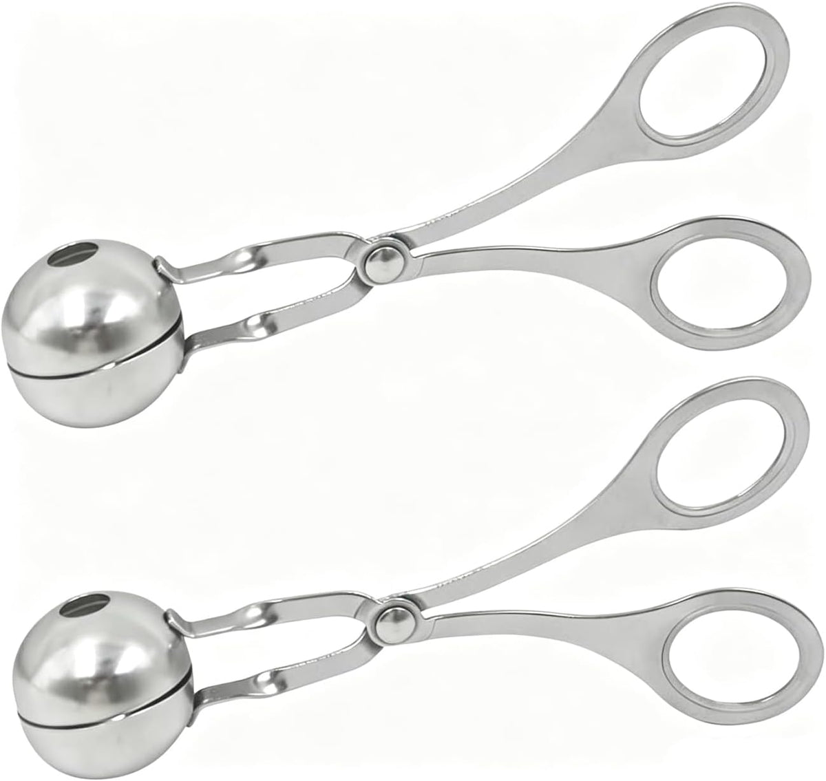 2 Pcs Stainless Steel Meat Baller Ball Maker Meatball Scoop None-Stick Baller Tongs Meat Ball Maker Mold Cake Pop,Ice Tongs,Cookie Dough Scoop for Kitchen