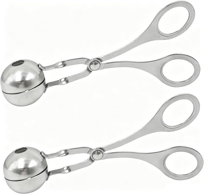 2 Pcs Stainless Steel Meat Baller Ball Maker Meatball Scoop None-Stick Baller Tongs Meat Ball Maker Mold Cake Pop,Ice Tongs,Cookie Dough Scoop for Kitchen