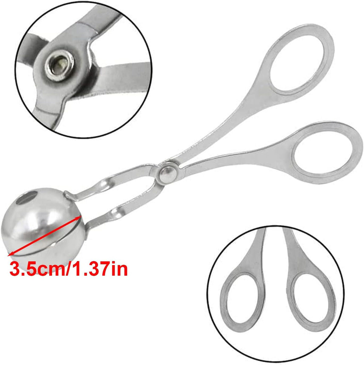 2 Pcs Stainless Steel Meat Baller Ball Maker Meatball Scoop None-Stick Baller Tongs Meat Ball Maker Mold Cake Pop,Ice Tongs,Cookie Dough Scoop for Kitchen