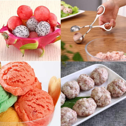 2 Pcs Stainless Steel Meat Baller Ball Maker Meatball Scoop None-Stick Baller Tongs Meat Ball Maker Mold Cake Pop,Ice Tongs,Cookie Dough Scoop for Kitchen