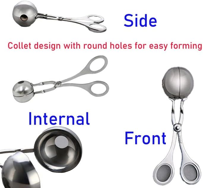 2 Pcs Stainless Steel Meat Baller Ball Maker Meatball Scoop None-Stick Baller Tongs Meat Ball Maker Mold Cake Pop,Ice Tongs,Cookie Dough Scoop for Kitchen