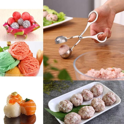 2 Pcs Stainless Steel Meat Baller Ball Maker Meatball Scoop None-Stick Baller Tongs Meat Ball Maker Mold Cake Pop,Ice Tongs,Cookie Dough Scoop for Kitchen