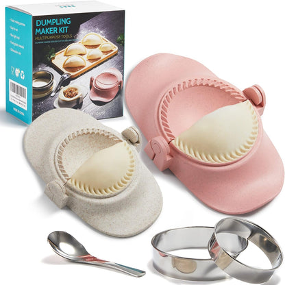 Dumpling Maker, Empanadas Press Mold Maker Set 3sizes (4"+3"+2.6") | Dumpling Mold Set with Dough Cutter for Pierogi, Pastelitos, Calzone, Turnovers, Chinese Dumpling White