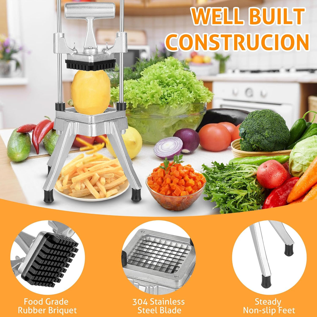 Commercial Vegetable Chopper Fruit Dicer Manual Food Cutter 3/8"