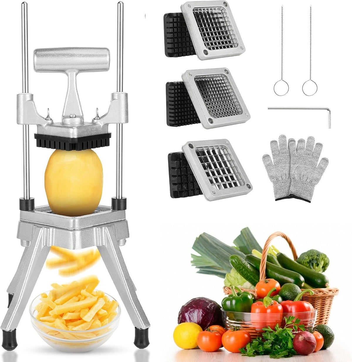 Commercial Vegetable Chopper Fruit Dicer Manual Food Cutter 3/8"