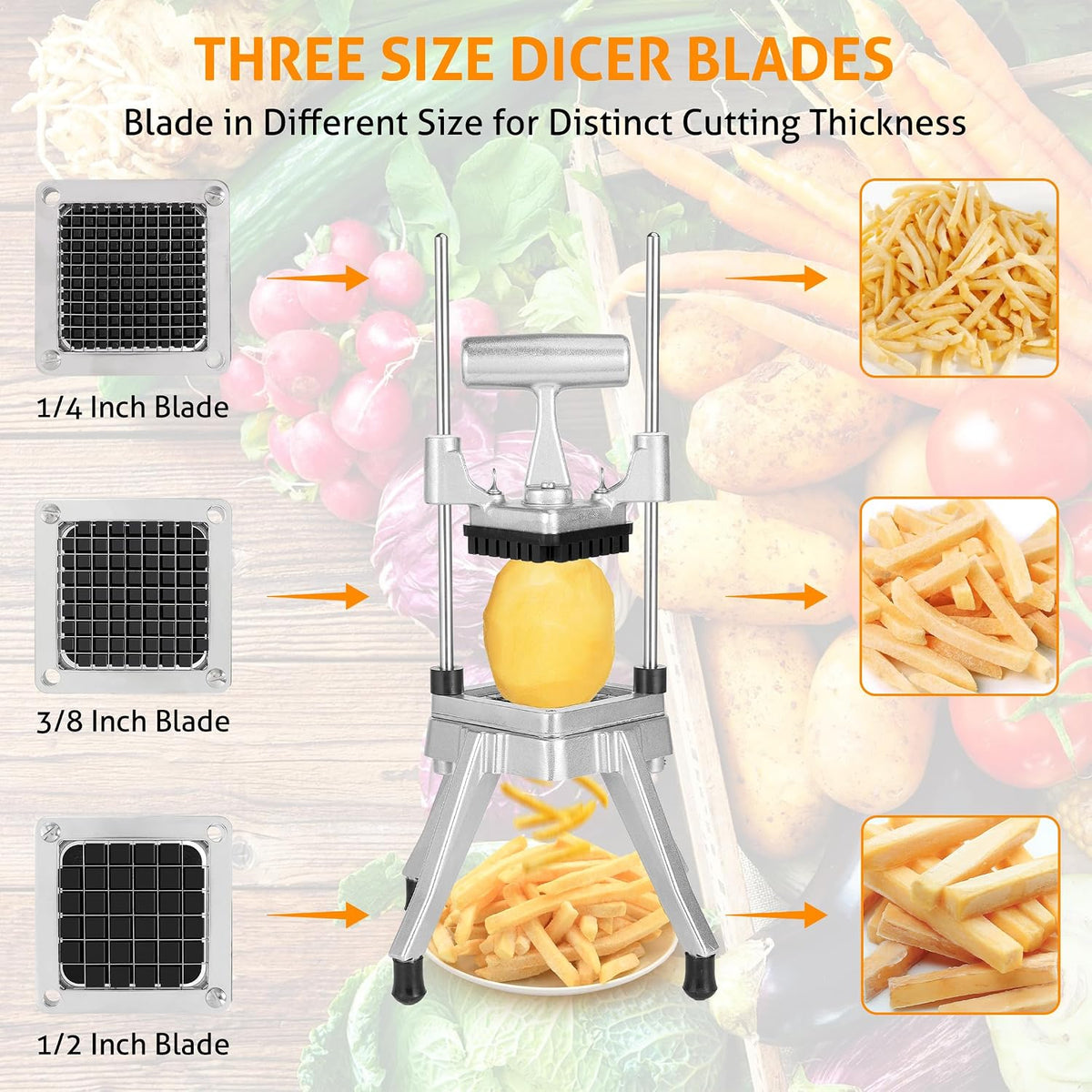 Commercial Vegetable Chopper Fruit Dicer Manual Food Cutter 3/8"