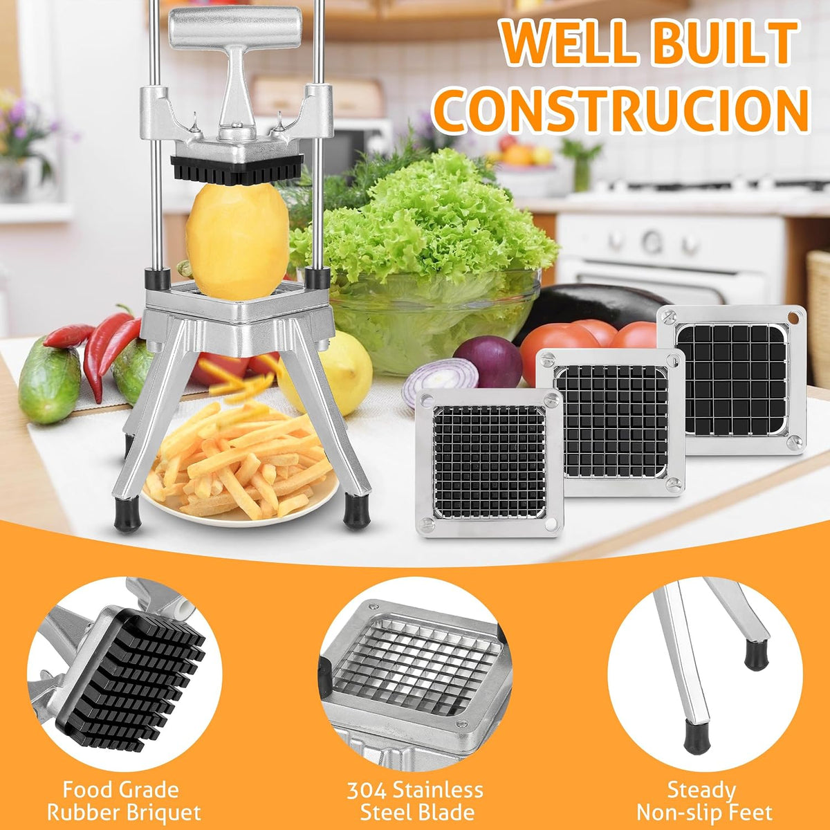 Commercial Vegetable Chopper Fruit Dicer Manual Food Cutter 3/8"