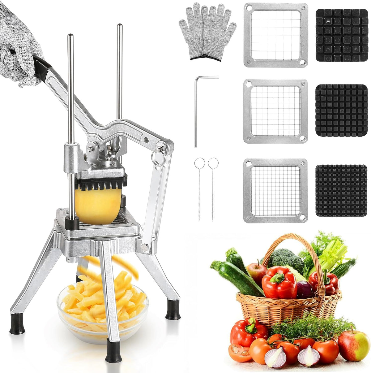Commercial Vegetable Chopper Fruit Dicer Manual Food Cutter 3/8"