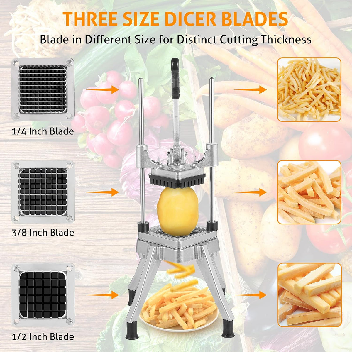 Commercial Vegetable Chopper Fruit Dicer Manual Food Cutter 3/8"