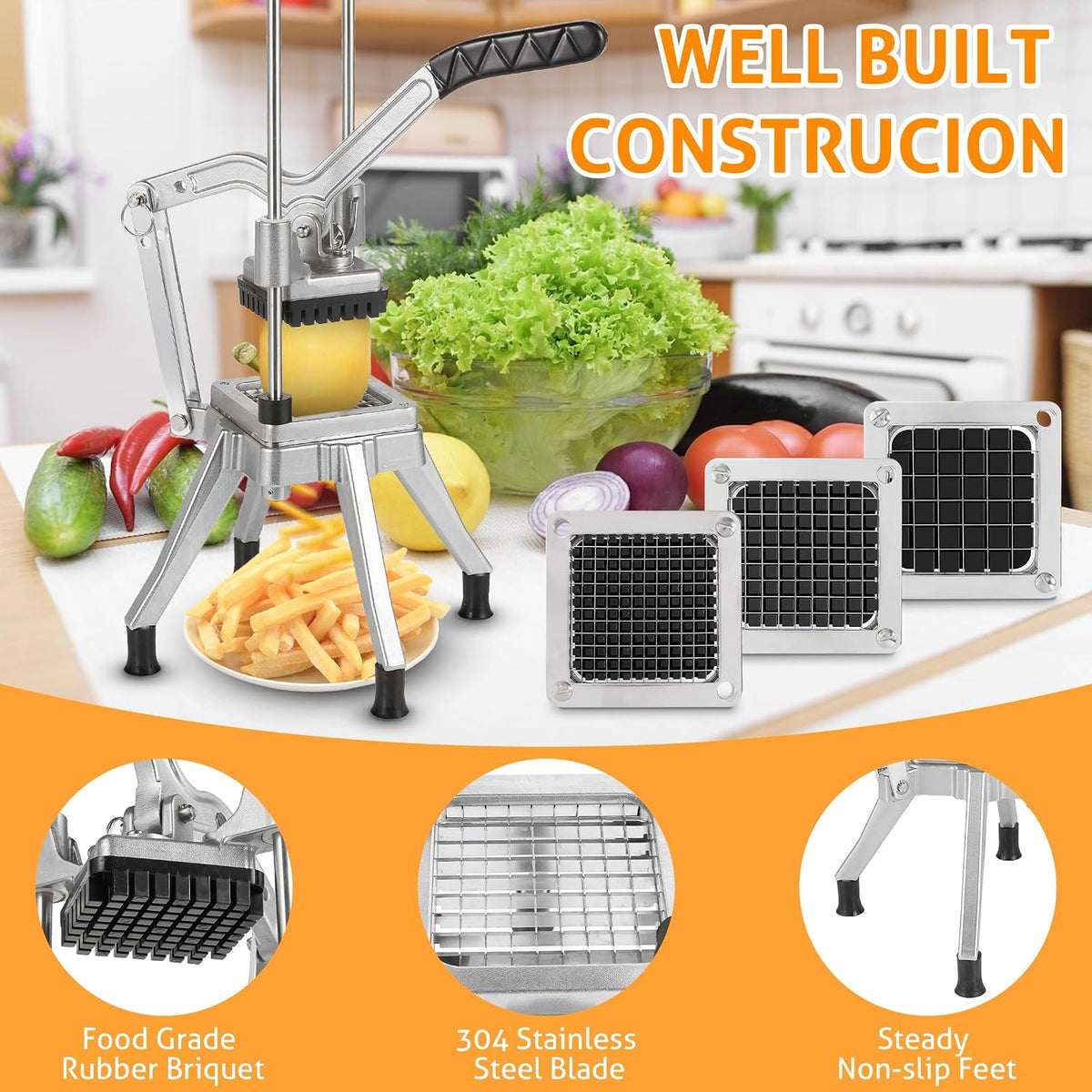 Commercial Vegetable Chopper Fruit Dicer Manual Food Cutter 3/8"