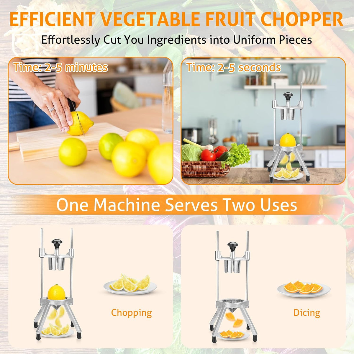 Commercial Vegetable Chopper Fruit Dicer Manual Food Cutter 3/8"