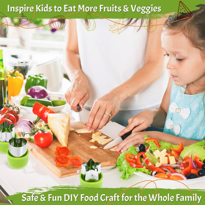 15 Pcs Fruit Vegetable Coring Carving Tool Set Include Stainless Steel Peeler Carving Knife Melon Baller and 9 Shape Cutters for Home Kitchen Lunches Party Platters Creative Cooking