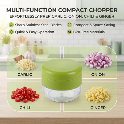 2-Pack 3-in-1 Garlic Press Sets, Stainless Steel Garlic Mincer Tool with Silicone Peeler and Cleaning Brush, Garlic Chopper Crusher for Ginger, Onions, Fruits (Green)