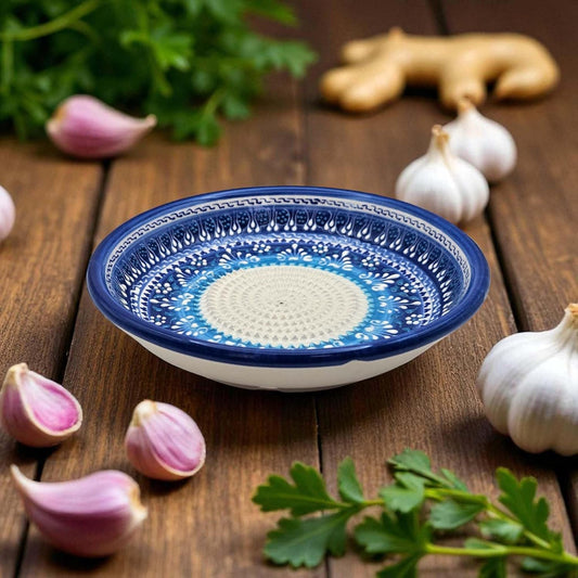 Ceramic Grater Bowl, Garlice Grater Plate, Handmade Ginger Grater, Mincer Bowl for Cheese &Vegetables, Ceramic Decorative Mincer, Hand Dish for Garlic (Festive Mandala) - Colors B