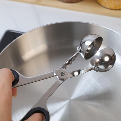 2Pcs Meatball Maker Tongs None-Stick Meatball Maker Stainless Steel Meat Ballers Scoop Ball Maker Ice Tongs for Meat, Cake Pop, Ice Cream Scoop, Fruit, Cookie Dough, Melon -Black & Red（M Size）
