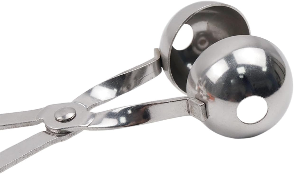 2Pcs Meatball Maker Tongs None-Stick Meatball Maker Stainless Steel Meat Ballers Scoop Ball Maker Ice Tongs for Meat, Cake Pop, Ice Cream Scoop, Fruit, Cookie Dough, Melon -Black & Red（M Size）