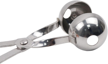 2Pcs Meatball Maker Tongs None-Stick Meatball Maker Stainless Steel Meat Ballers Scoop Ball Maker Ice Tongs for Meat, Cake Pop, Ice Cream Scoop, Fruit, Cookie Dough, Melon -Black & Red（M Size）