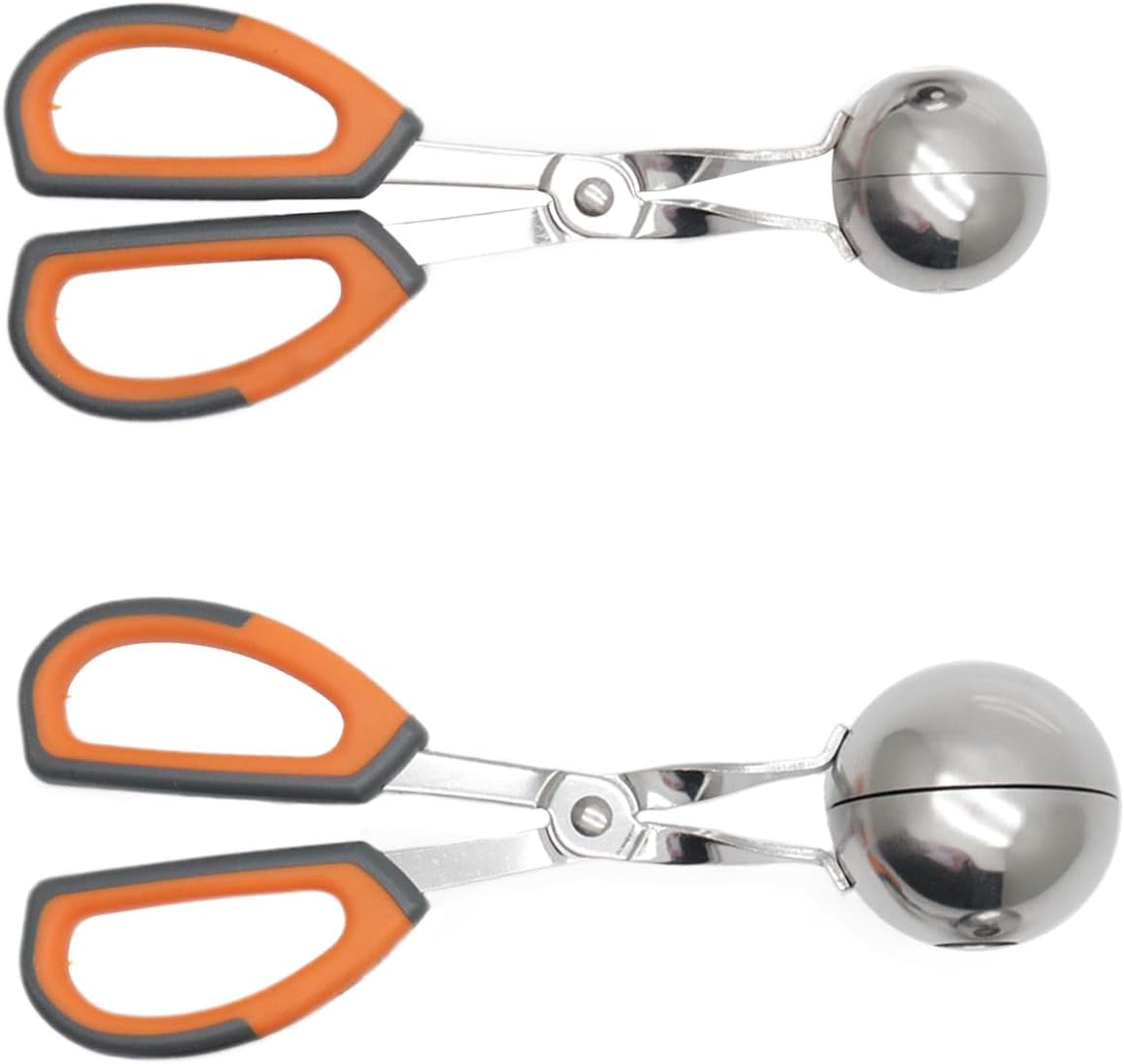 2Pcs Meatball Maker Tongs None-Stick Meatball Maker Stainless Steel Meat Ballers Scoop Ball Maker Ice Tongs for Meat, Cake Pop, Ice Cream Scoop, Fruit, Cookie Dough, Melon -Black & Red（M Size）